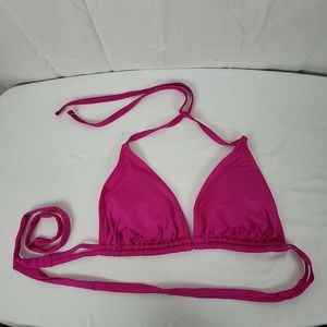 Kona Sal Womens Pink Comfortable Fit Halter Swimwear Bikini Top Size Large